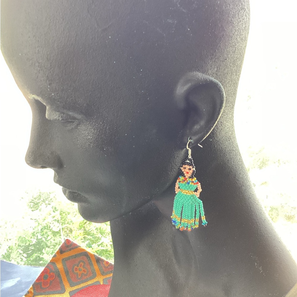 Rice bead doll earrings & 925